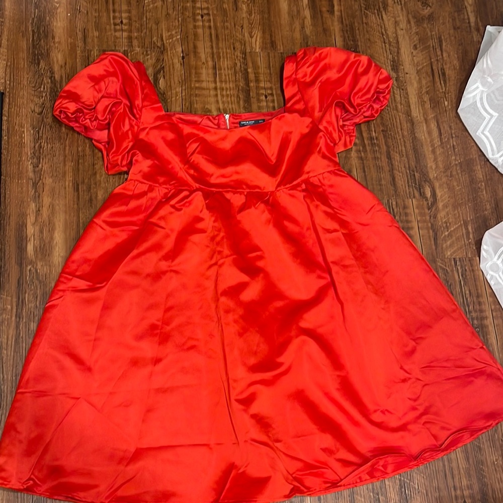 Shein Curve Puff Sleeve Dress
